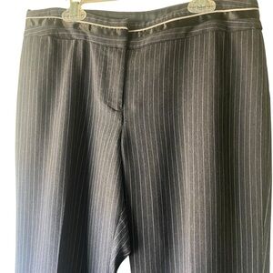 Elevenses by Anthropologie Wide Leg Pin Striped Charcoal Classic Trouser SZ 8
